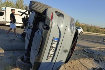 Sivrihisar’da kontrolden çıkan otomobil yan yattı: 1 yaralı
