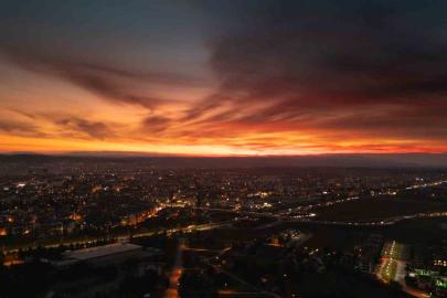 Eskişehir’de gün batımı havadan görüntülendi