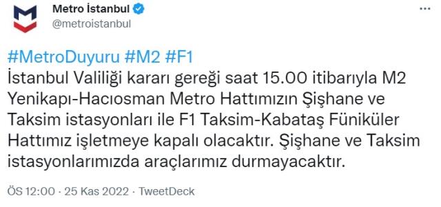 Metro neden kapalı? Taksim metro neden kapalı? M2 kapalı mı, neden kapalı?