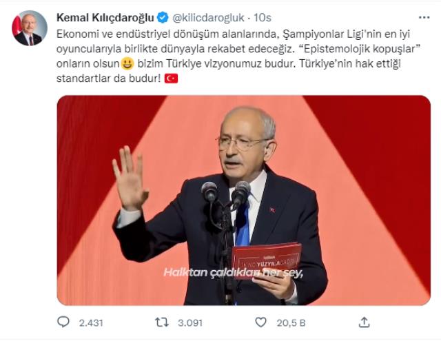 Kılıçdaroğlu'ndan vizyon toplantısında Bakan Nebati'ye gönderme: Epistemolojik kopuşlar onların olsun bizim Türkiye vizyonumuz budur