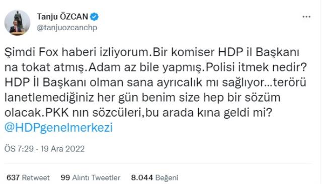 Polisin HDP'li başkana tokat atmasına Tanju Özcan'dan çok konuşulacak yorum: Adam az bile yapmış