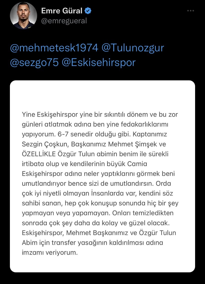 Emre Güral Eskişehirspor’un transfer yasağının kalkması için imza verdi