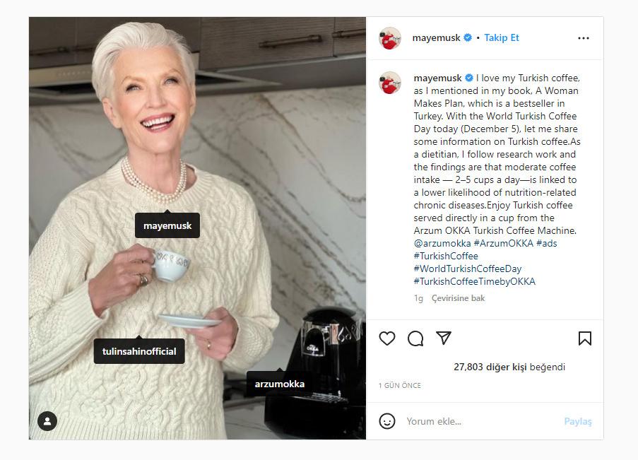 Elon Musk'ın annesi Maye Musk, Türk kahvesinin hayranı çıktı