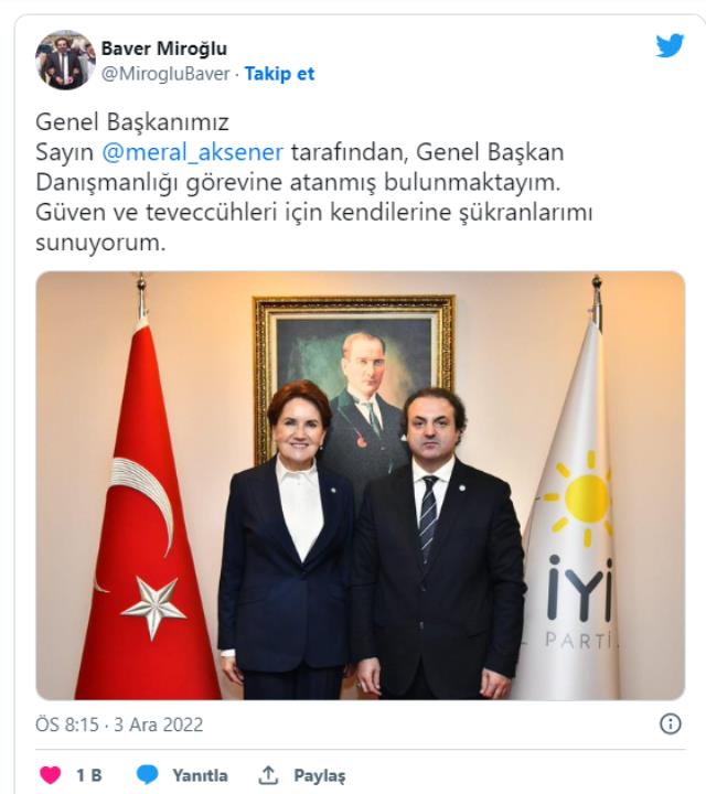 AK Partili Orhan Miroğlu'nun yeğeni Akşener'in danışmanı oldu