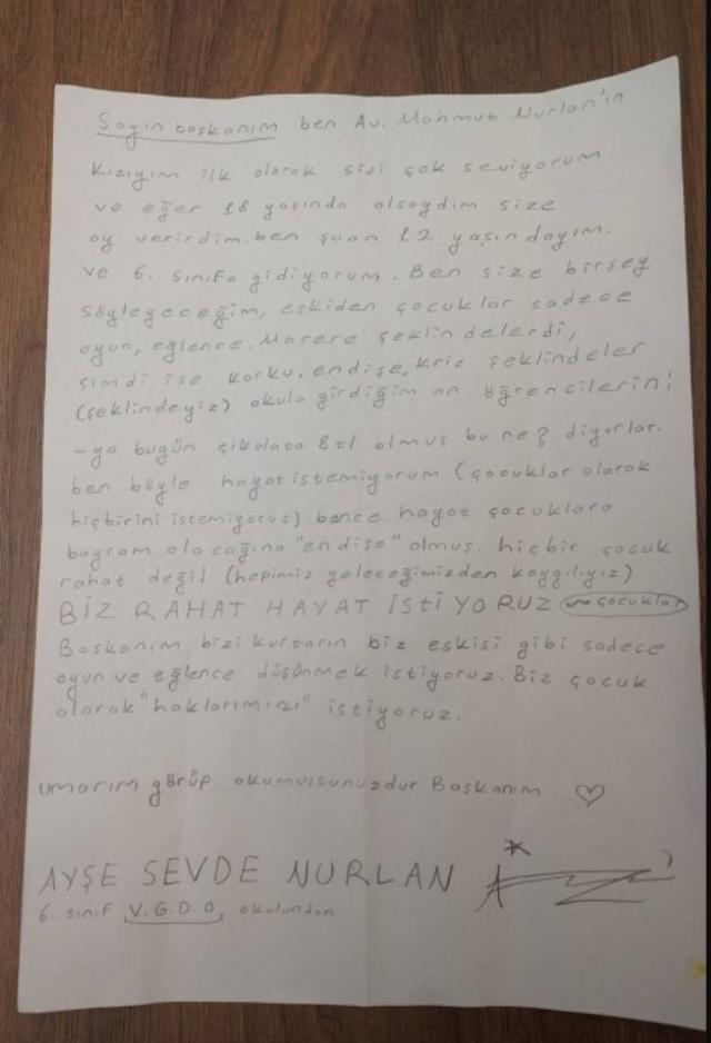 6. sınıf öğrencisi, Babacan'a mektubunda böyle dert yandı: Hayat çocuklara bayram olacağına endişe olmuş