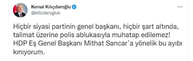Kılıçdaroğlu'ndan HDP'lilere gözaltına tepki! Mithat Sancar'a destek verdi