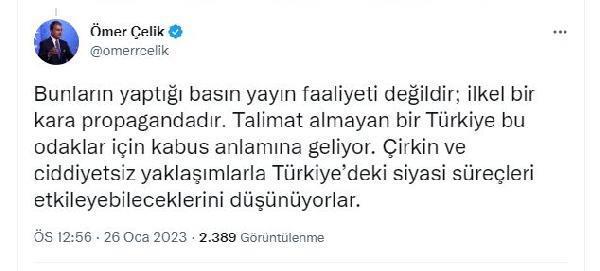 AK Parti Sözcüsü Çelik'ten Alman dergisine tepki: Bunların yaptığı basın yayın faaliyeti değil, ilkel bir kara propagandadır