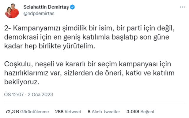 Selahattin Demirtaş seçim startını tutuklu bulunduğu cezaevinden verdi: Başlıyoruz