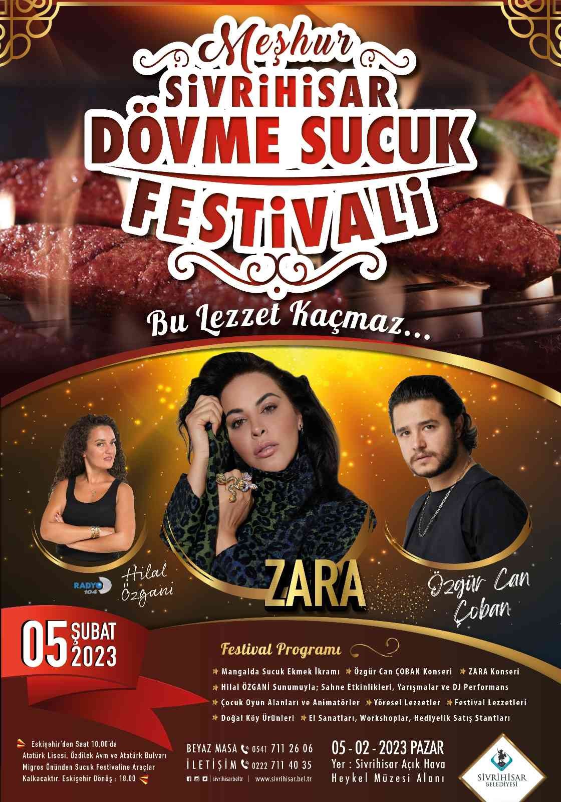 Sivrihisar Dövme Sucuk Festivali’nde Zara ve Özgür Can Çoban sahne alacak