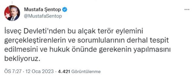 TBMM Başkanı Şentop, İsveç Meclis Başkanı Norlen'in Türkiye'ye yapacağı ziyareti iptal etti