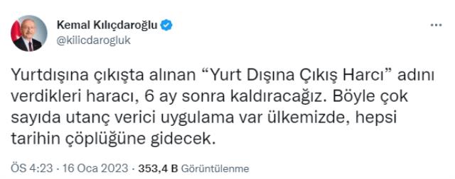 Kılıçdaroğlu son seçim vaadini sosyal medyadan duyurdu: Yurt dışına çıkış harcını kaldıracağız