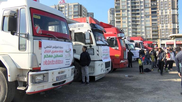 Filistinlilerin yardımlarını taşıyan kamyonlar İstanbul'dan yola çıktı