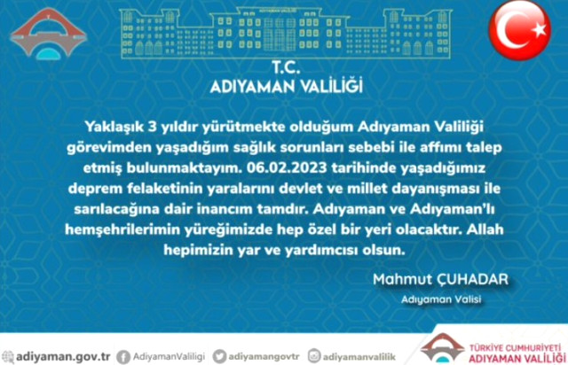 Adıyaman Valisi neden istifa etti? Adıyaman Valisi Mustafa Çuhadar kimdir?