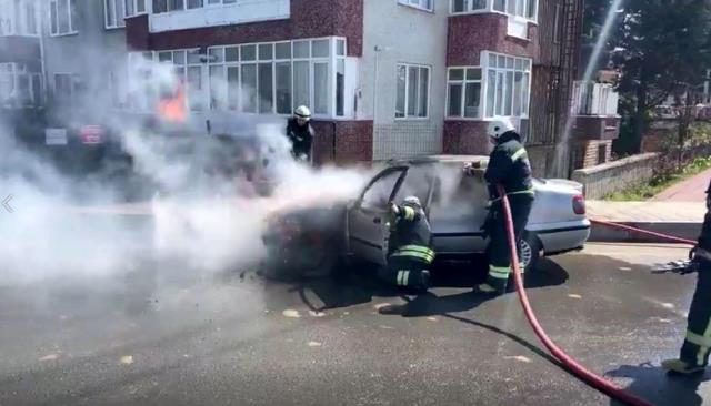 Yeni aldığı araba 10 dakika sonra alev topuna döndü