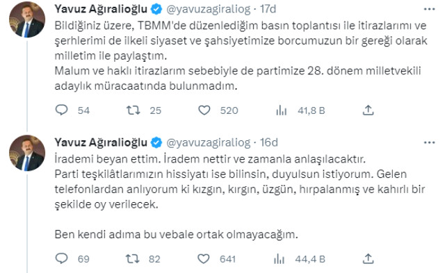 İYİ Partili Yavuz Ağıralioğlu geri adım atmıyor: Kırgın bir şekilde oy verilecek, ben bu vebale ortak olmayacağım