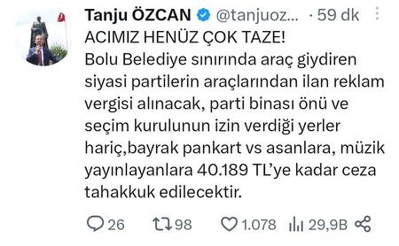 Tanju Özcan, seçim araçlarından reklam vergisi alınacağını duyurdu