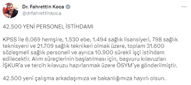 Sağlık Bakanlığı 42 bin 500 personel alımı ne zaman? Son dakika! Sağlık Bakanlığı 42 bin 500 personel alımı başvuru nereden, nasıl yapılır?