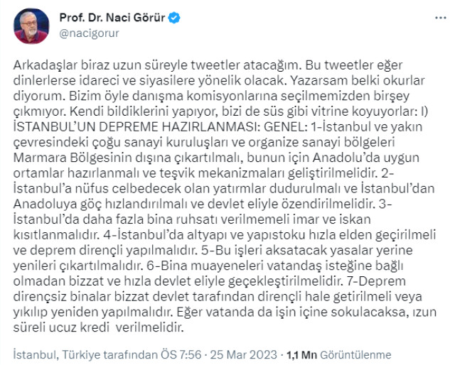 Prof. Dr. Naci Görür'den İstanbul depremi için yeni uyarı! 7 maddede alınması gereken önlemleri sıraladı