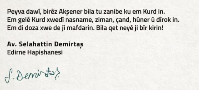 Son kısımda ne dedi? İşte Demirtaş'ın Akşener'e yazdığı mektuptaki Kürtçe ifadelerin tercümesi