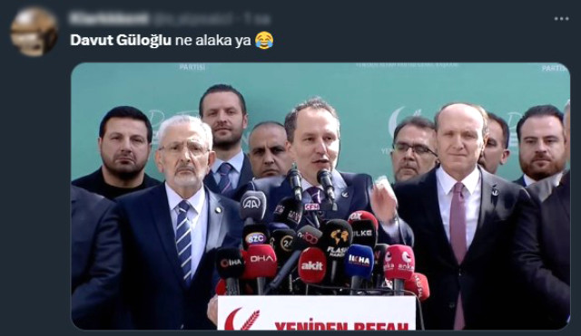 Erbakan ittifak kararını açıklarken herkes arkasındaki Davut Güloğlu'na odaklandı: Burada ne işi var?