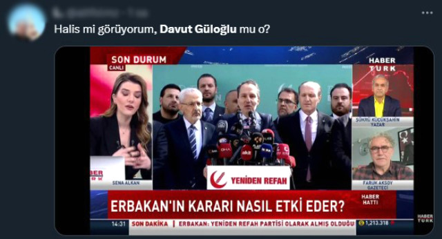 Erbakan ittifak kararını açıklarken herkes arkasındaki Davut Güloğlu'na odaklandı: Burada ne işi var?