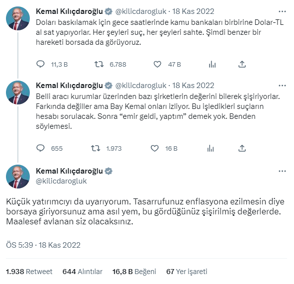 Kılıçdaroğlu: 15 Mayıs'ta Borsa'ya soruşturma emri vereceğim
