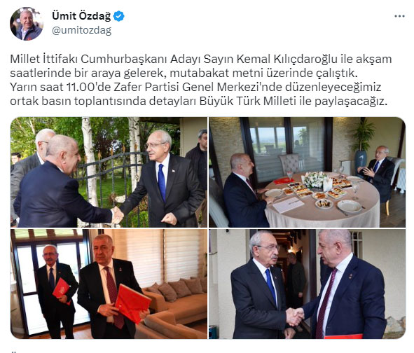 Kemal Kılıçdaroğlu ile Ümit Özdağ ortak açıklama yapacak