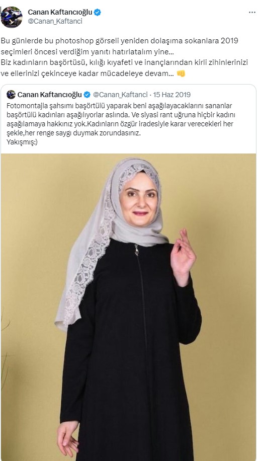 Kaftancıoğlu, kendisini başörtülü gösteren fotoğrafa böyle tepki gösterdi: Kadınların inançlarından ellerinizi çekinceye kadar mücadeleye devam
