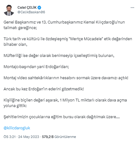 Montaj video tartışması yargıya taşındı! Kılıçdaroğlu'ndan, Cumhurbaşkanı Erdoğan'a 1 milyon TL'lik tazminat davası