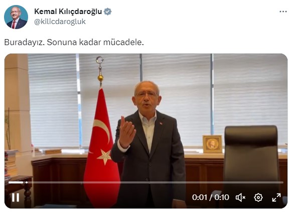 Son Dakika: Kılıçdaroğlu'ndan seçim sonucuna ilişkin ilk yorum: Buradayım, sonuna kadar mücadele edeceğim