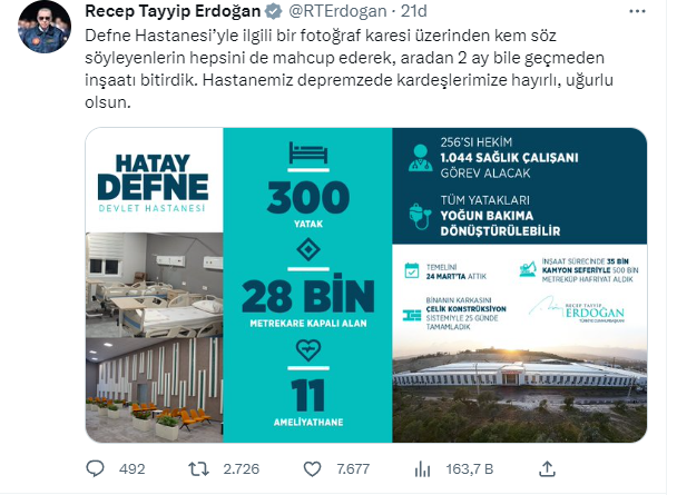 Defne Devlet Hastanesi, Cumhurbaşkanı Erdoğan'ın katılımıyla açıldı: Bir fotoğraf karesi üzerinden kem söz söyleyenleri mahcup ettik