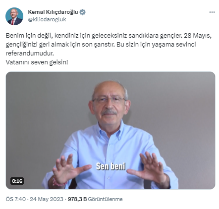 Kılıçdaroğlu'ndan yeni video: Vatanını seven sandığa gelsin