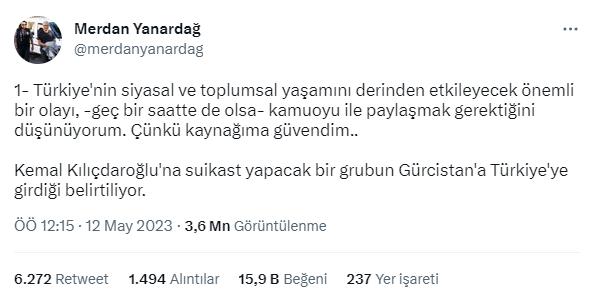 Kılıçdaroğlu'na suikast iddiasında bulunan gazeteci Merdan Yanardağ hakkında soruşturma başlatıldı