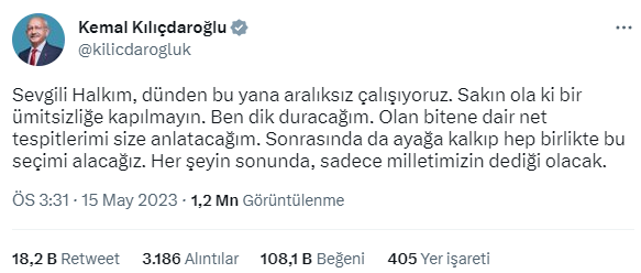 Kılıçdaroğlu'ndan yeni açıklama: Sakın ola ki ümitsizliğe kapılmayın, dik duracağım