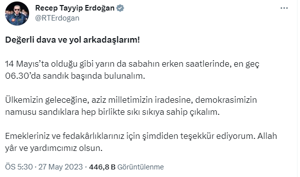Cumhurbaşkanı Erdoğan ve Kılıçdaroğlu'ndan seçime saatler kala sandık çağrısı