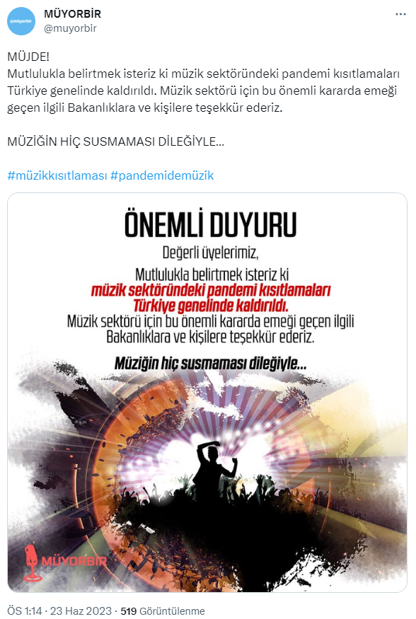 Müzik saati kısıtlaması Türkiye genelinde kaldırıldı