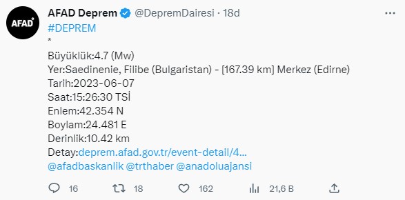 Bulgaristan'da 4.7 büyüklüğünde deprem! Türkiye dahil 5 ülkede hissedildi