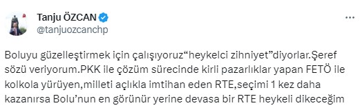 Tanju Özcan'dan Erdoğan'a mektup: Heykel için Cumhurbaşkanı'ndan muvafakat istedim
