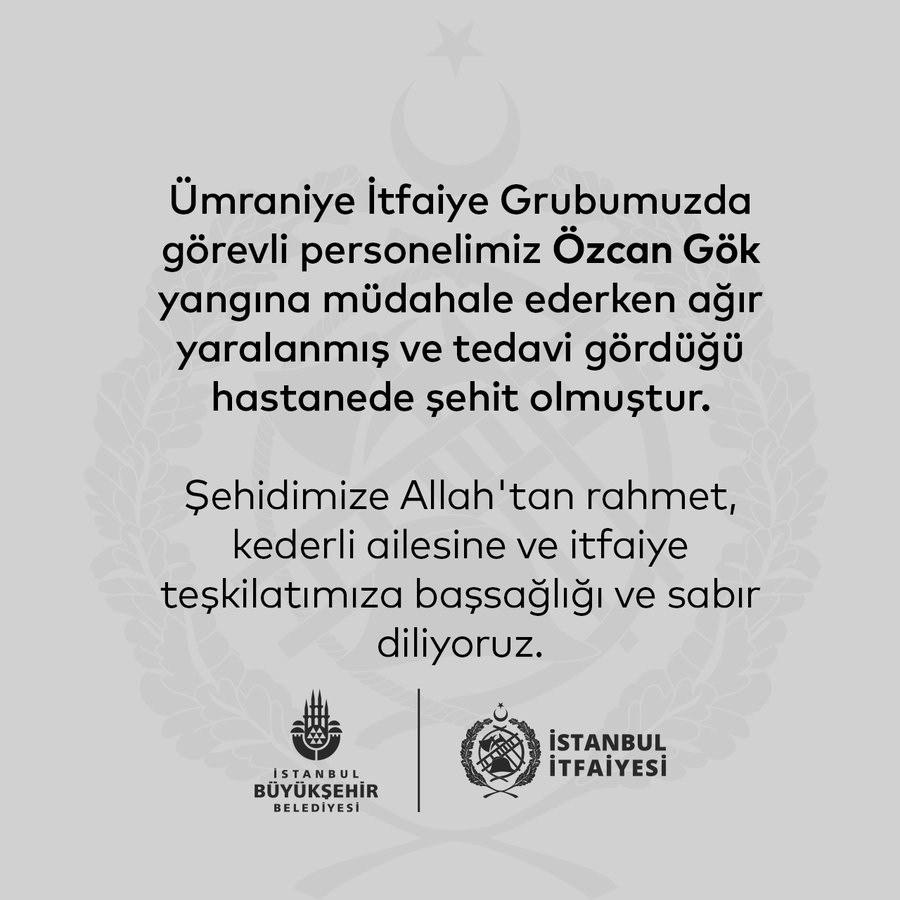 Yangında düşerek yaralanan itfaiye eri yaşamını yitirdi