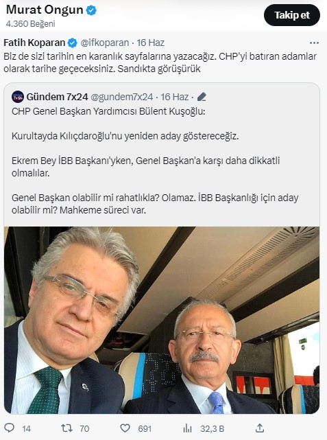 Murat Ongun'un Kılıçdaroğlu'yla ilgili beğendiği paylaşımlar, CHP'yi karıştırdı