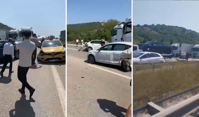 Bayram tatili yolunda zincirleme kaza: 11 araç birbirine girdi