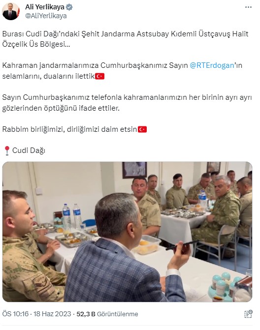 Cumhurbaşkanı Erdoğan, Cudi Dağı'ndaki askerlere telefondan hitap etti
