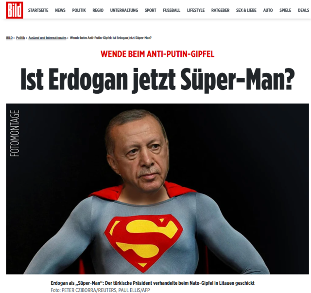 Alman Bild gazetesinden NATO Zirvesi analizi! Cumhurbaşkanı Erdoğan'ı Süperman yapıp övgüler dizdiler