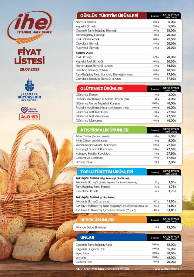 İstanbul'da Halk Ekmek fiyatlarına zam! İşte ürün ürün yeni tarife
