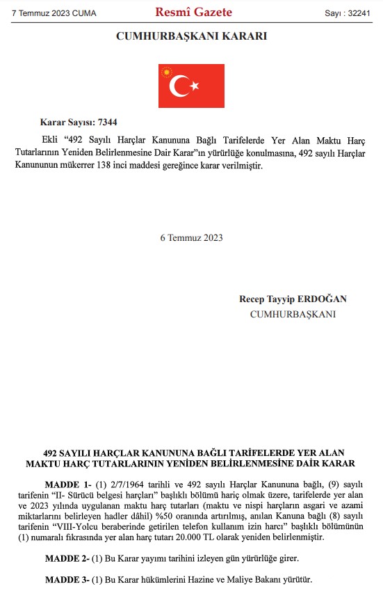 Noter, tapu, pasaport, vize dahil harçlara yüzde 50 zam! Yurt dışından telefon getirme izni ise 20 bin oldu