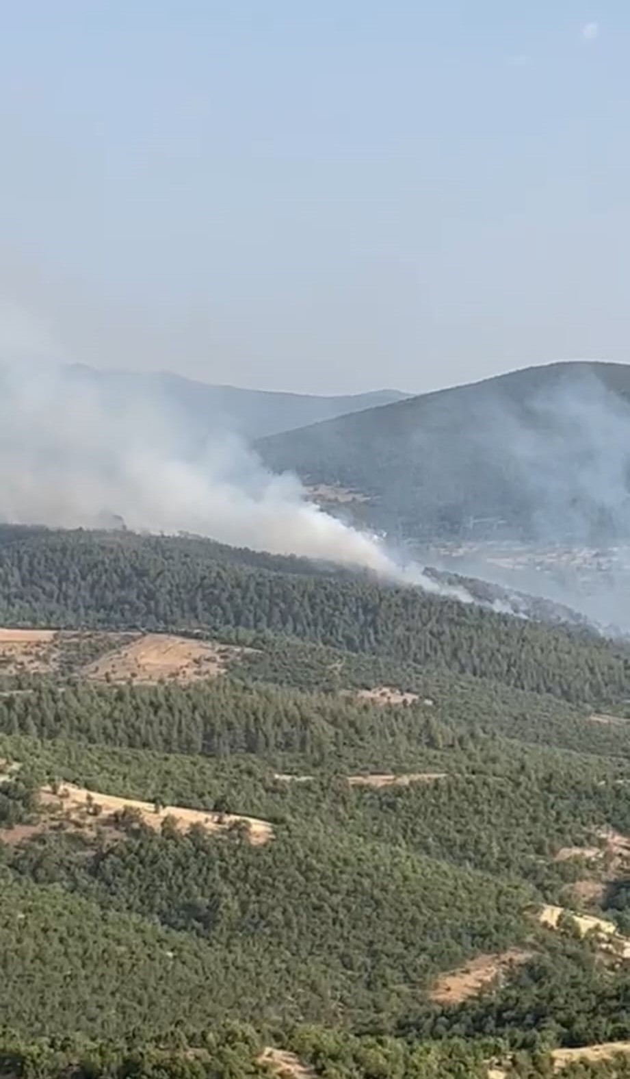 Kütahya’daki orman yangını havadan görüntülendi