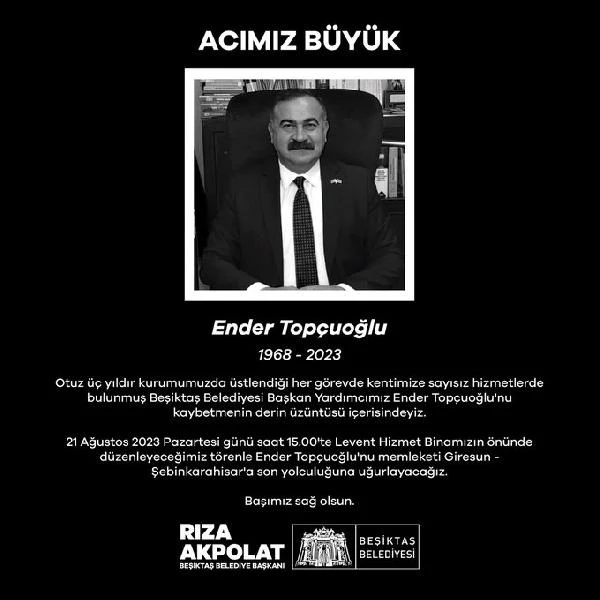 Beşiktaş Belediye Başkan Yardımcısı, makamında geçirdiği kalp krizi sonucu hayatını kaybetti