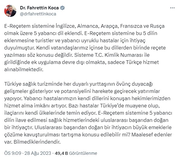 HDP'nin e-Reçete'ye yönelik Kürtçe tepkisine Sağlık Bakanı Fahrettin Koca'dan yanıt geldi