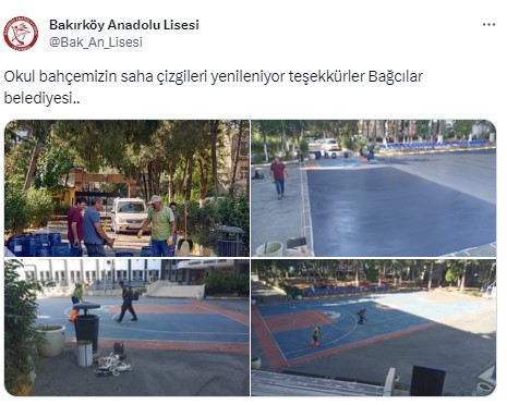 Okul sahasını CHP'li Bakırköy Belediyesi yenilemeyince AK Partili Bağcılar Belediyesi devreye girdi