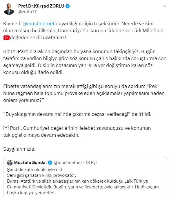İYİ Parti'den Halil Konakçı açıklaması: Soruşturmada sona gelindi, disiplin cezasının yanı sıra yer değiştirme kararı da söz konusu